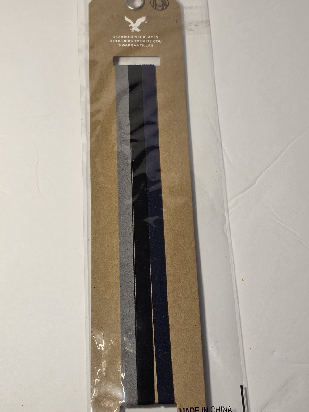American Eagle Outfitters  3-Pack Choker Necklaces - Black, Gray, Navy